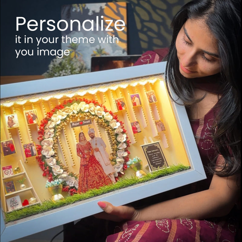 Personalized Miniature 3D Couple Frame With Lights