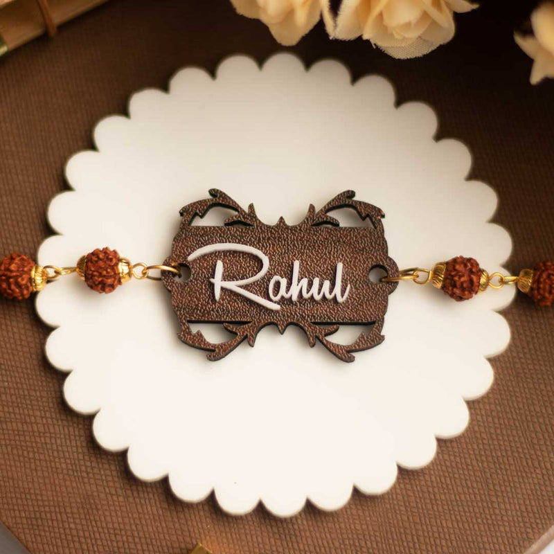 Personalized Name Rudraksha Rakhi for Brothe | Love Craft Gifts | 