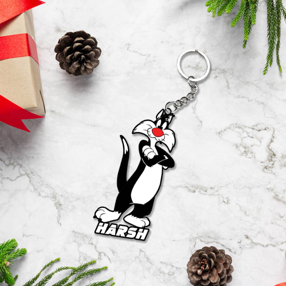 Looney Tunes Cartoons Characters Keychain With Name - love craft gift