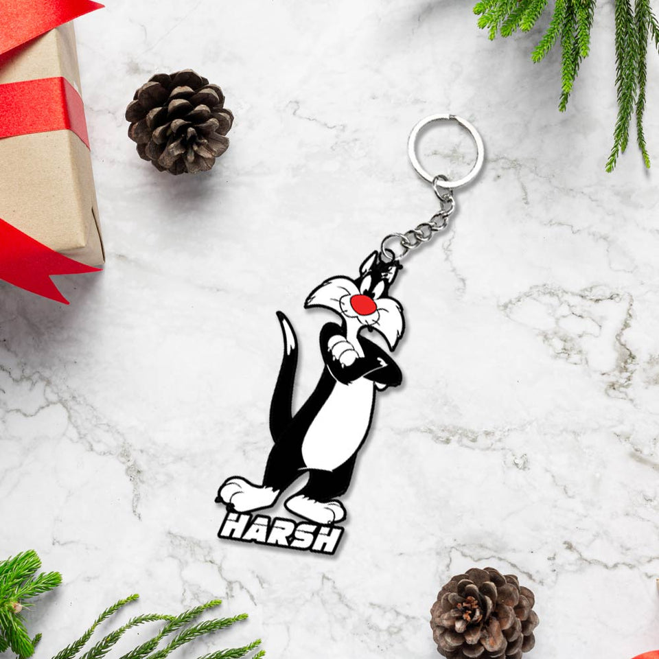 Looney Tunes Cartoons Characters Keychain With Name | Love Craft Gifts