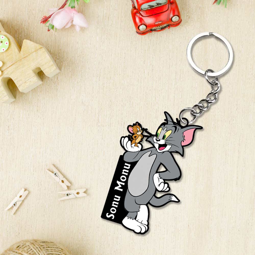Tom & Jerry Keychain With Name - love craft gift