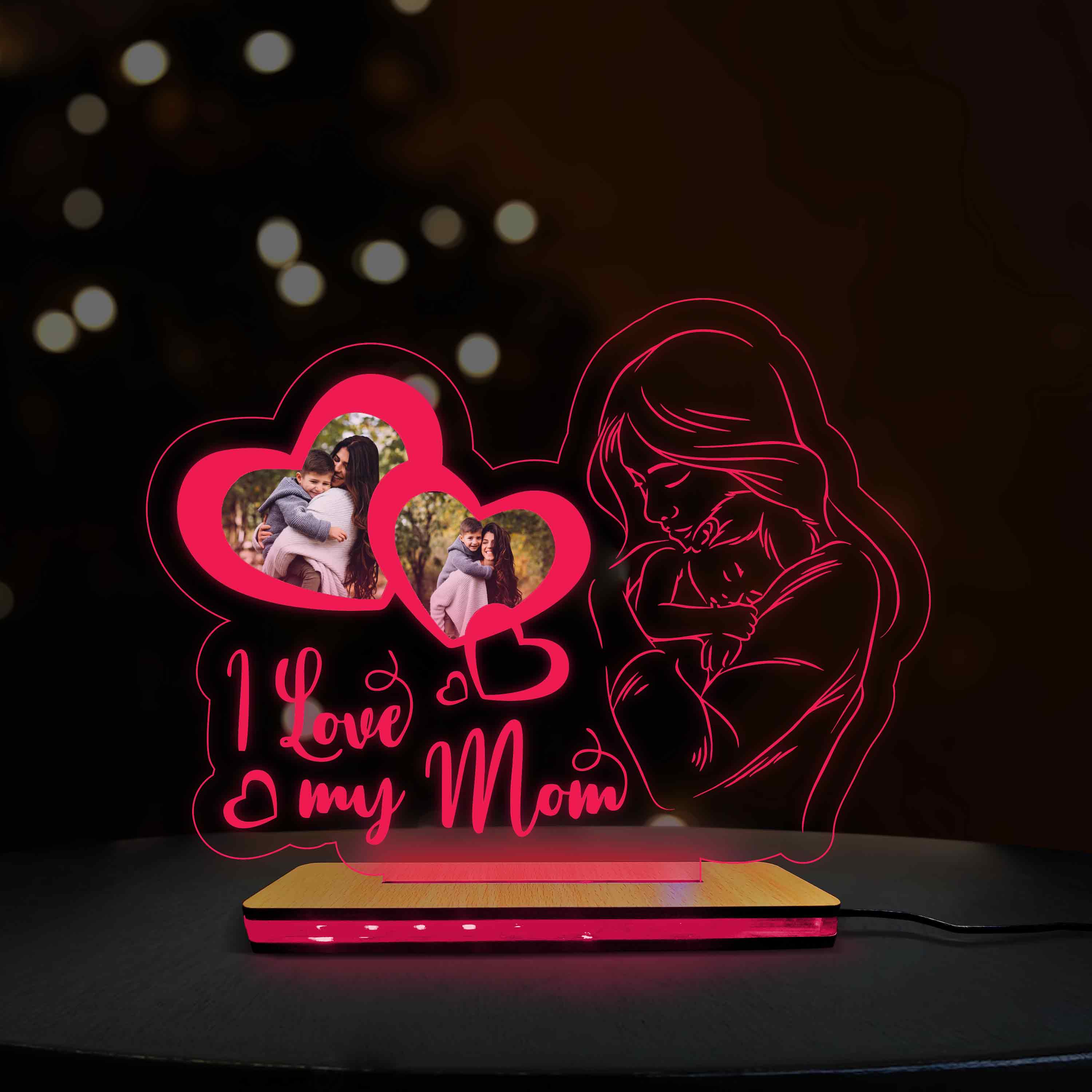 3D Acrylic Multi-Led Table Lamp For Mother's Day