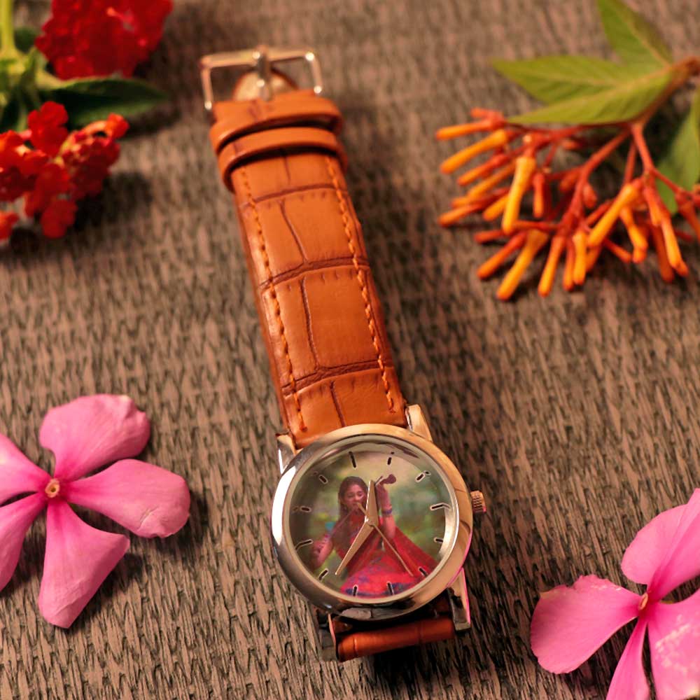 Customized Brown Leather Wrist Watch | Love Craft Gifts