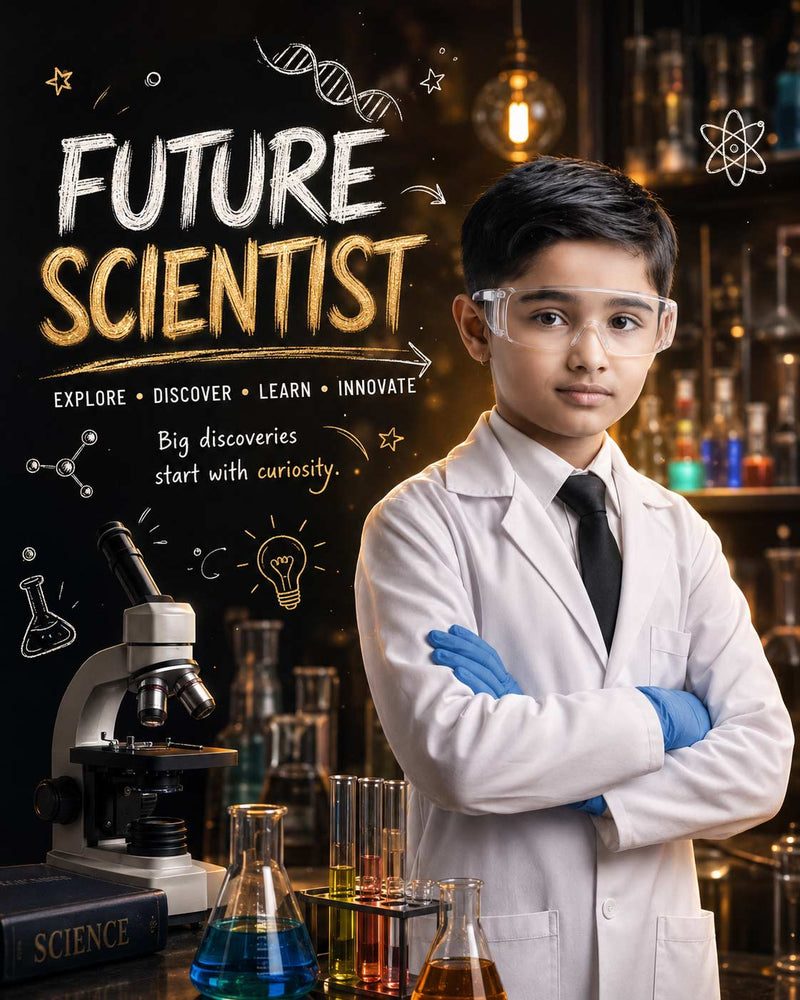 Personalized Future Scientist Digital Portrait for Kids | Custom Scientist Artwork