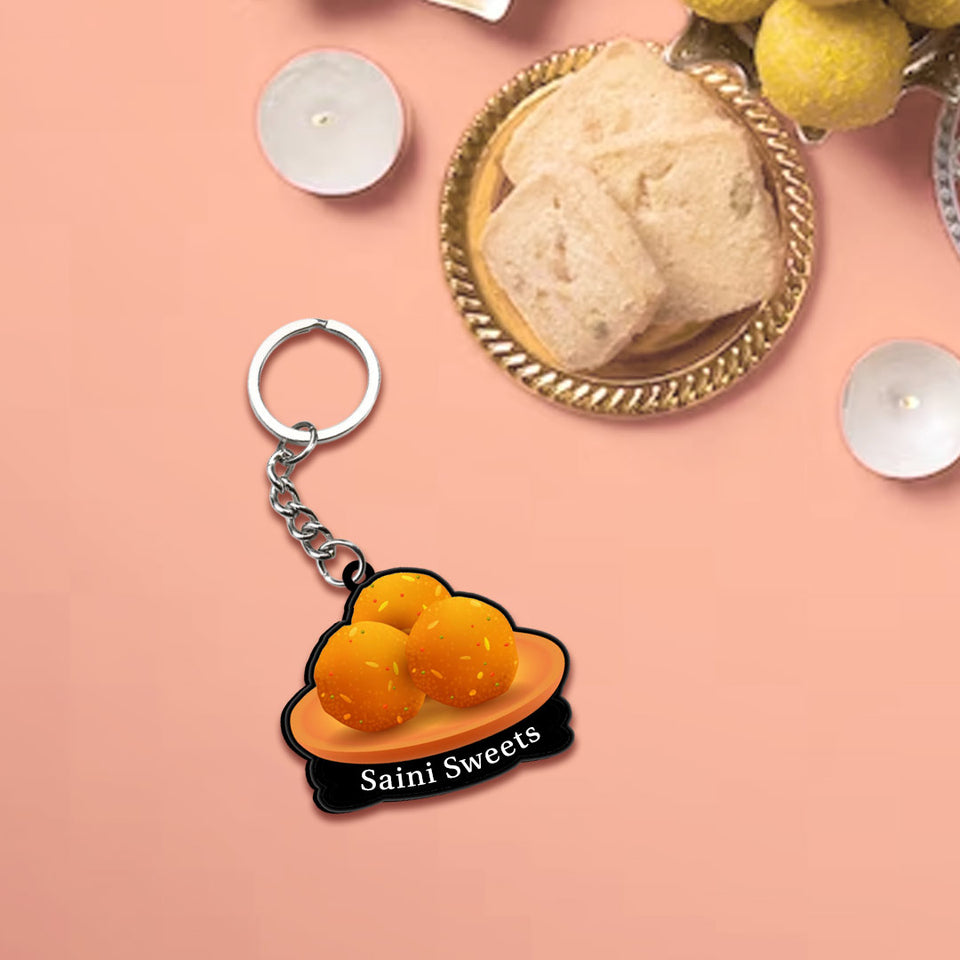 Customized Indian Sweets Keychain Or Keyring With Name