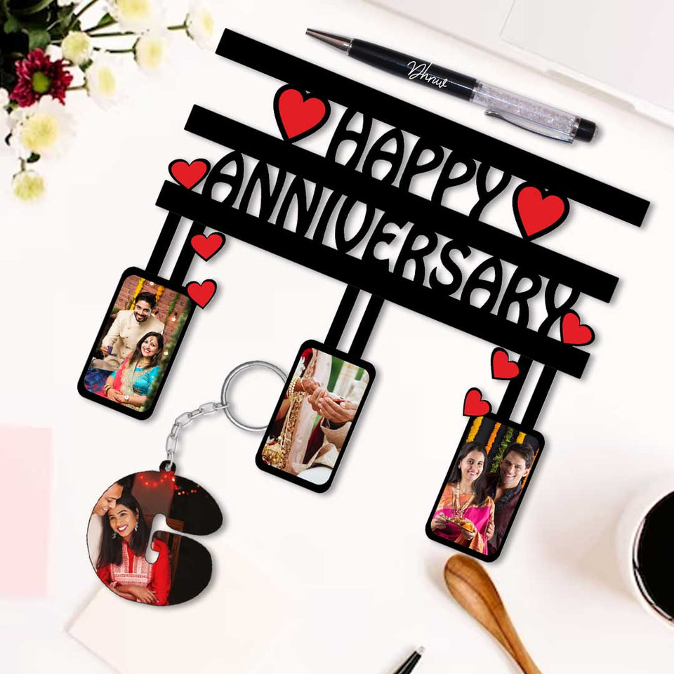 Wedding Anniversary Frame, Pen & Keychain Gift Combo | Love Craft Gifts