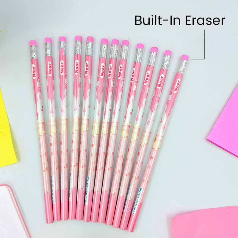Personalized 12-Piece Pencil Set with Mini Erasers-Cute Panda Design