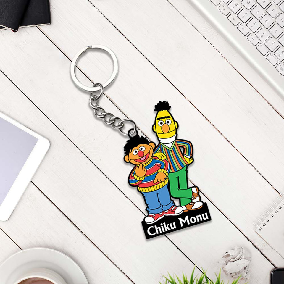 Cartoon Keychain With Name: Cartoon Keyring | Love Craft Gifts