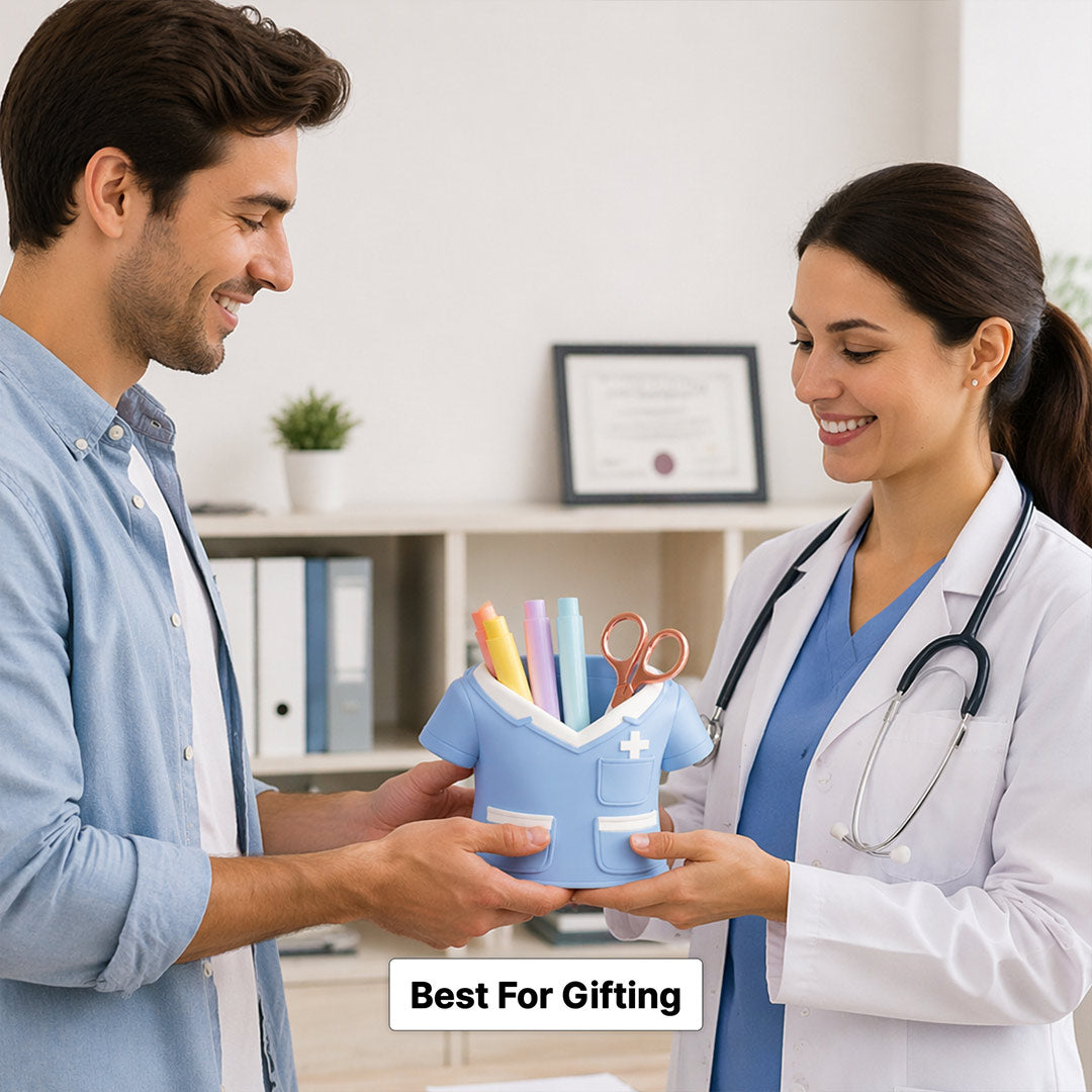 Premium Medical Scrub Design Pen Stand – Personalized 3D Printed Doctor & Nurse Desk Organizer Gift (Plastic) | Love Craft Gifts™