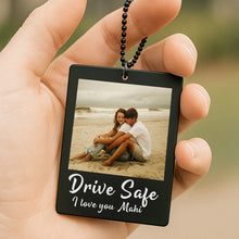 Personalized Car Hanger with Photo & Text – 3x2.5 inch Black Acrylic Tag