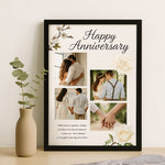 Floral Anniversary Photo Collage Frame with Romantic Quote | Love Craft Gifts