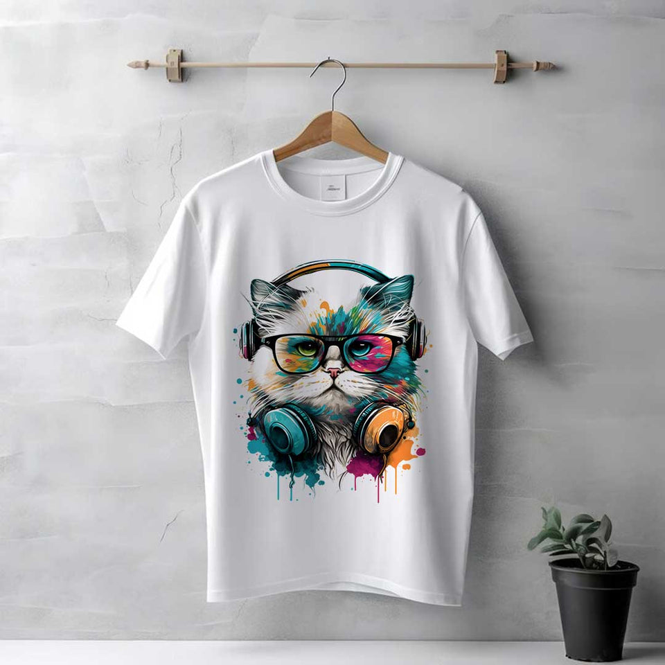 Men's White Cool Cat T-Shirt | Love Craft Gifts
