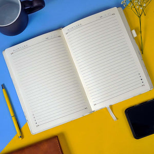 Personalized White Diary With Rubber Band