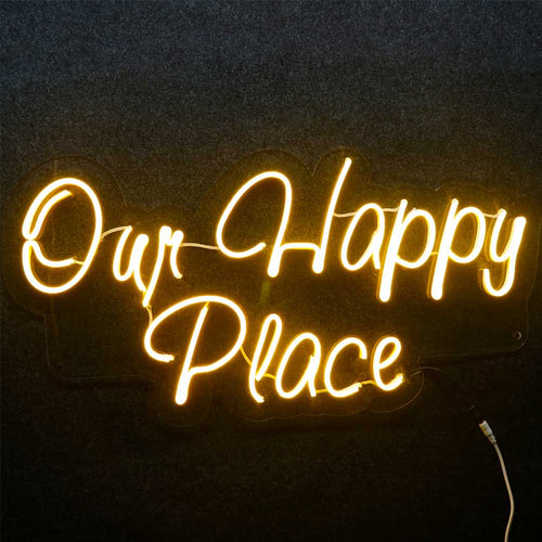Customized Our Happy Place Neon Light Frames