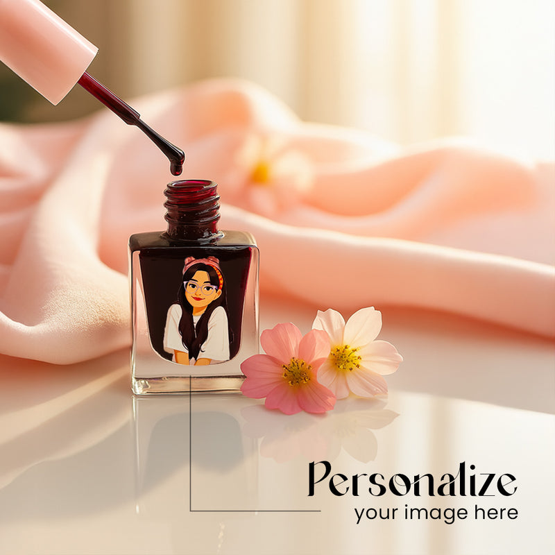 Custom Illustrated Nail Polish Bottle-DarkBrown