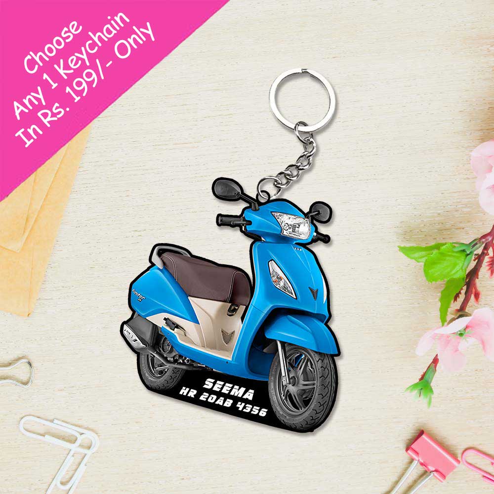 Scooter Keychains Scooty Keychain With Name - love craft gift