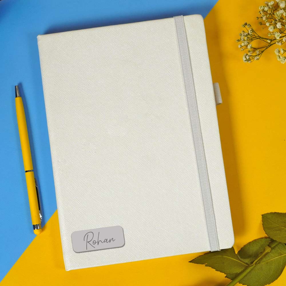 Customized White Diary With Rubber Band