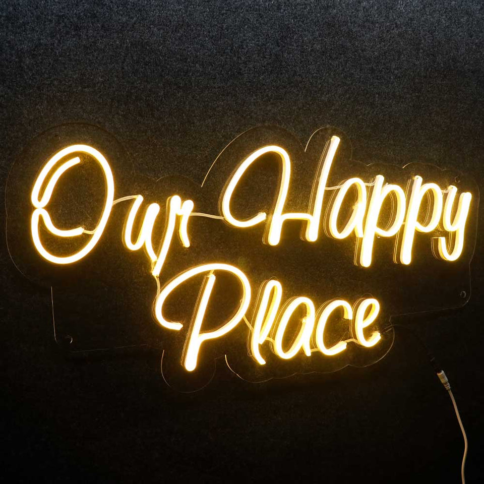 Customized Our Happy Place Neon Light Frames