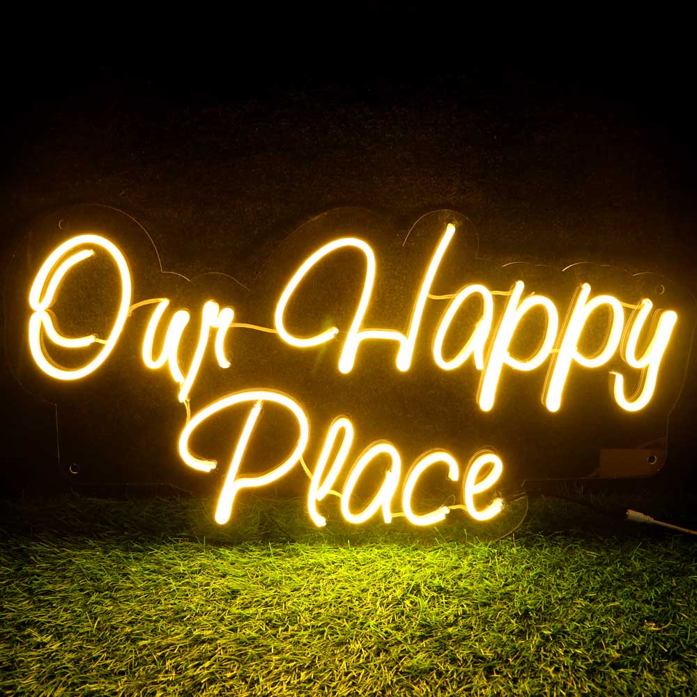 Customized Our Happy Place Neon Light Frames