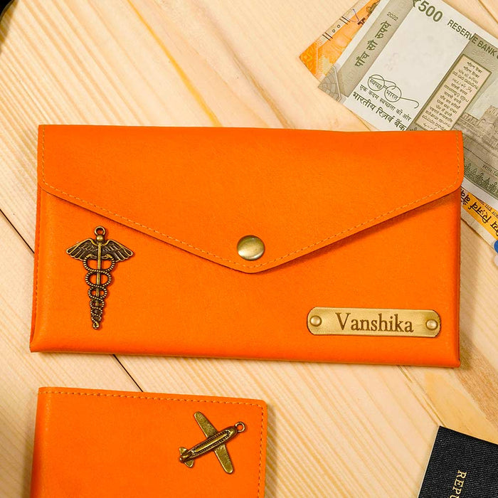 Personalized Passport Cover & Ladies Clutch Combo