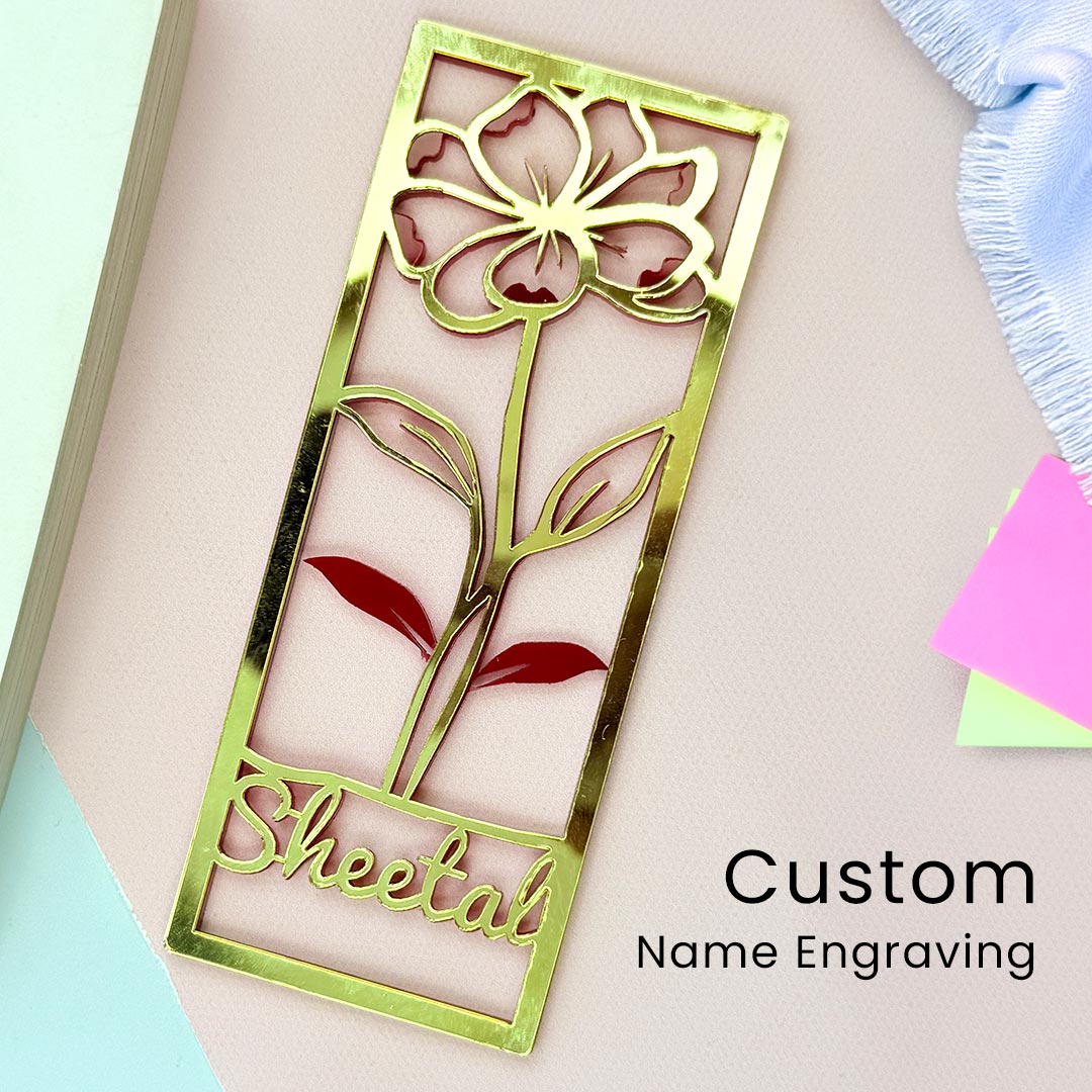 Personalized 5 pcs Flower Golden Acrylic Bookmark - 2x5 inches