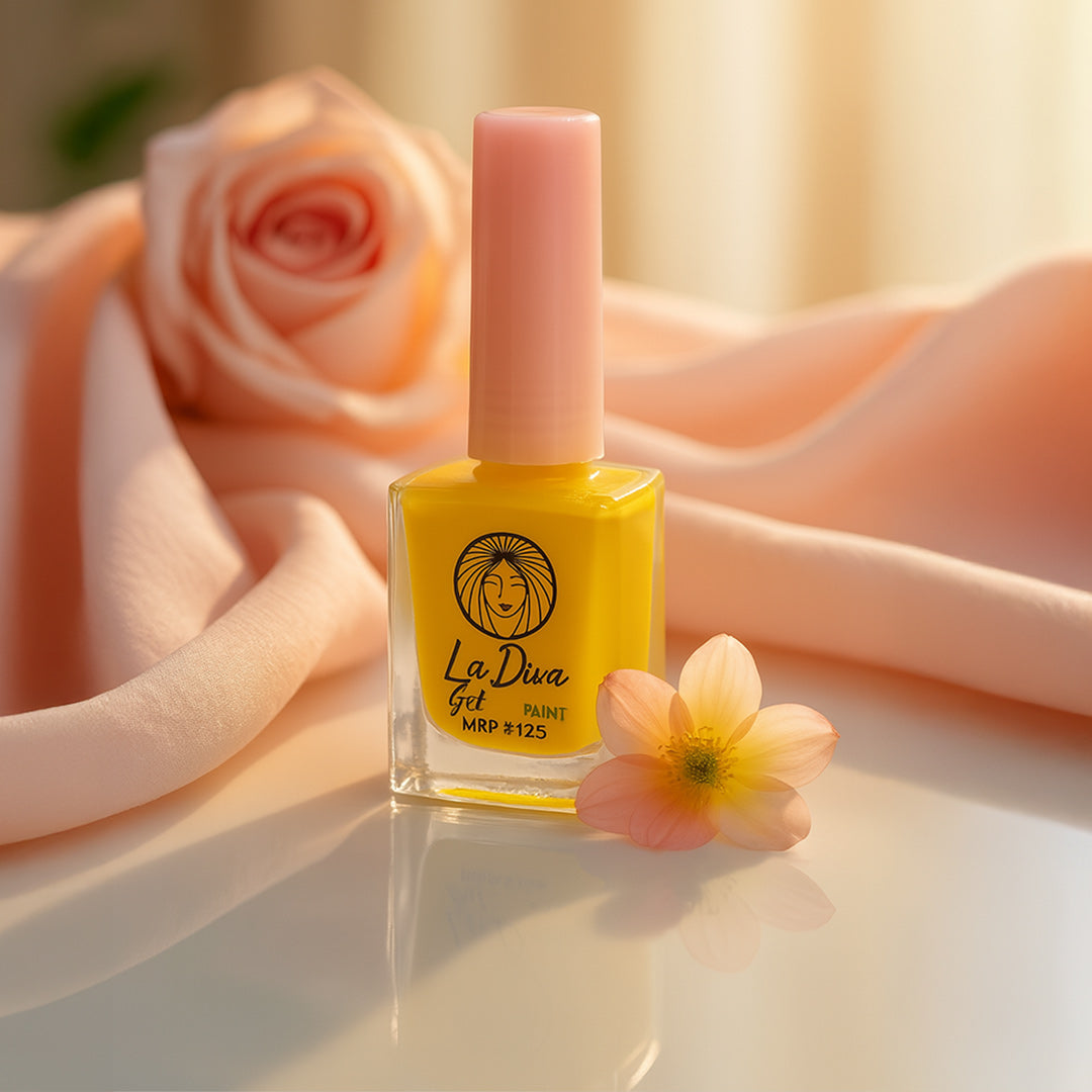 Custom Illustrated Nail Polish Bottle-Yellow