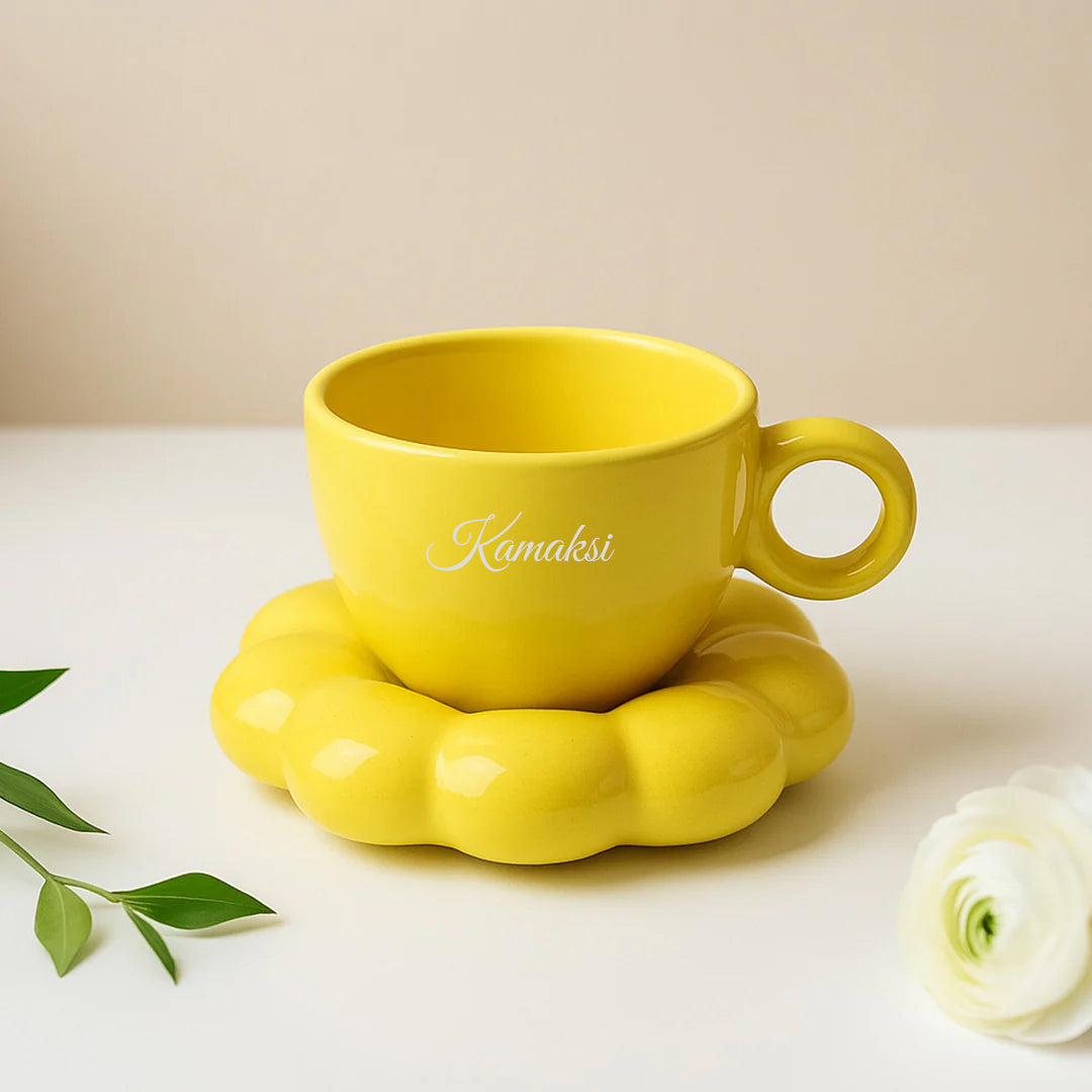 Bubble Base Ceramic Cup & Saucer Set