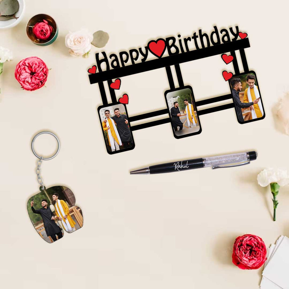 Happy Birthday Frame - Best Frame With Pen & Keychain - 8 x12 Inch | Love Craft Gifts