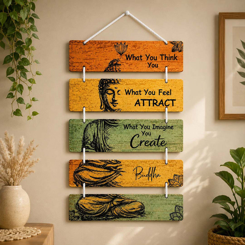 5-Panel Buddha Wall Decor | Motivational Living Room & Bedroom Hanging | Love Craft Gifts™