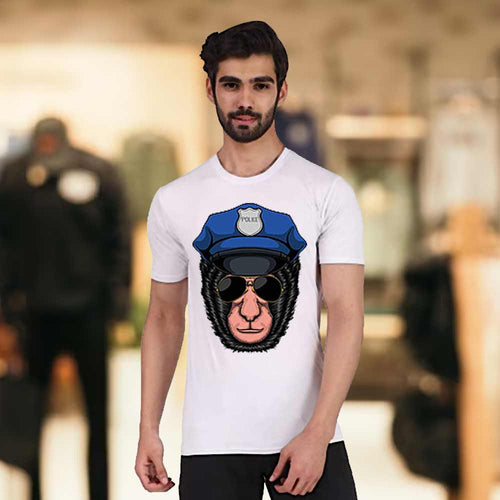 Men's White Police Monkey T-Shirt | Love Craft Gifts