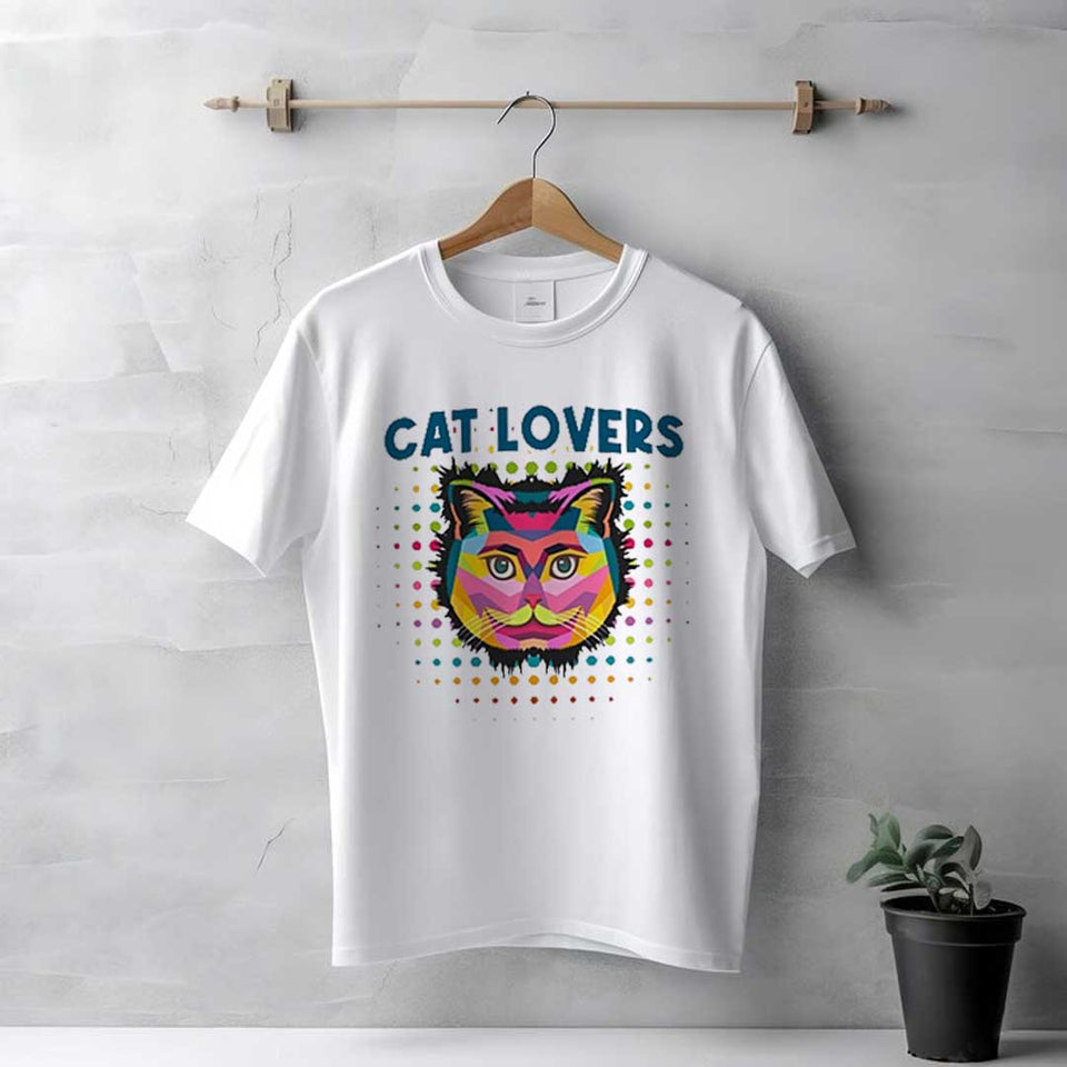 Men's White Cat Lovers T-Shirt | Love Craft Gifts