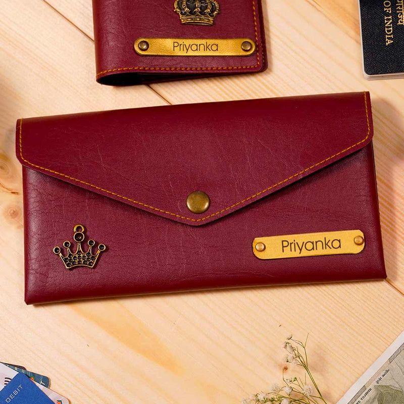 Personalized Passport Cover & Ladies Clutch Combo