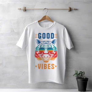 Men's White Good Vibes Tiger T-Shirt | Love Craft Gifts