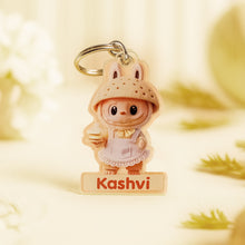 Cream Labubu Dress Keychain – Personalized Acrylic Name