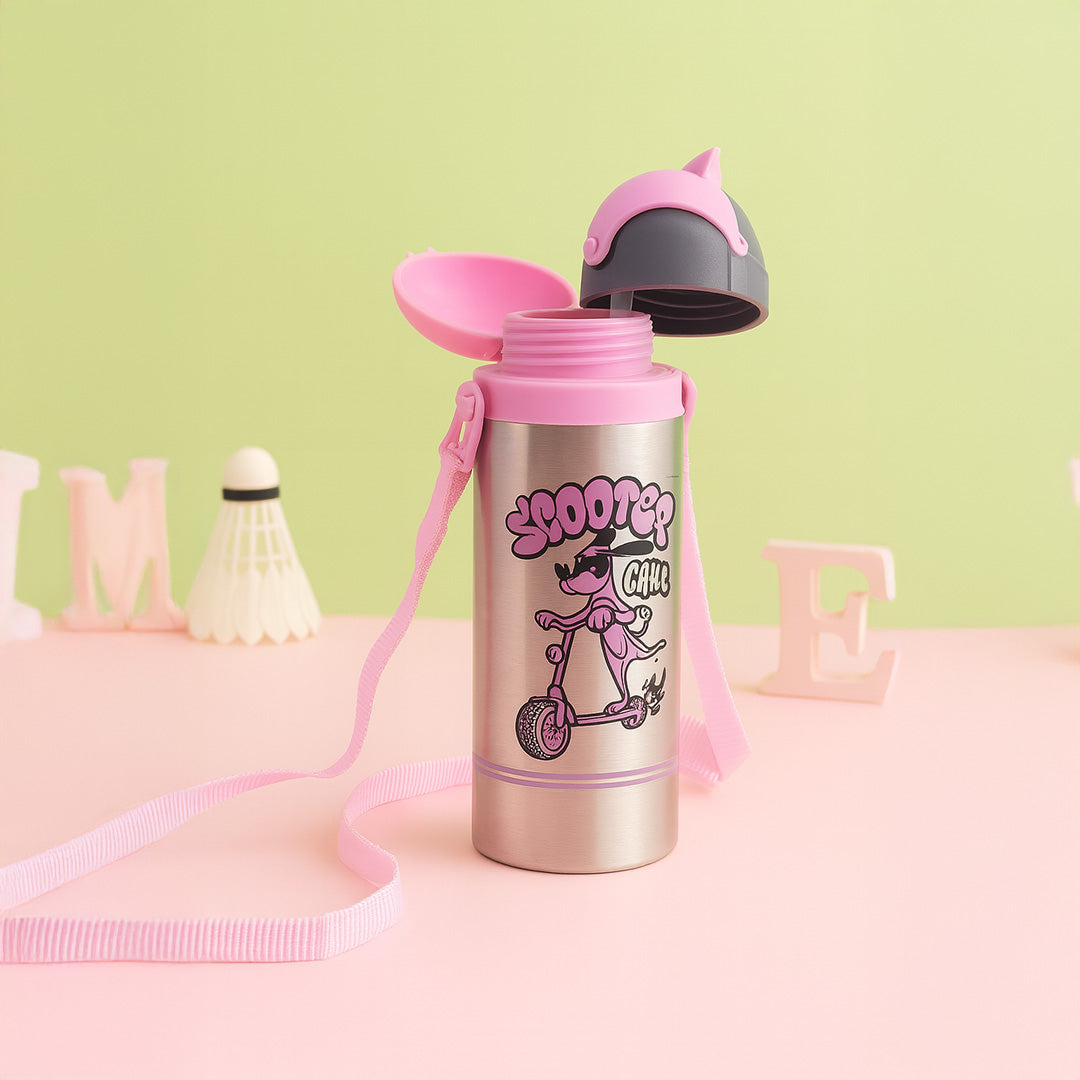 Scooter Gang Personalized Kids Water Bottle | Stainless Steel | Leakproof Straw Sipper with Strap | Love Craft Gifts