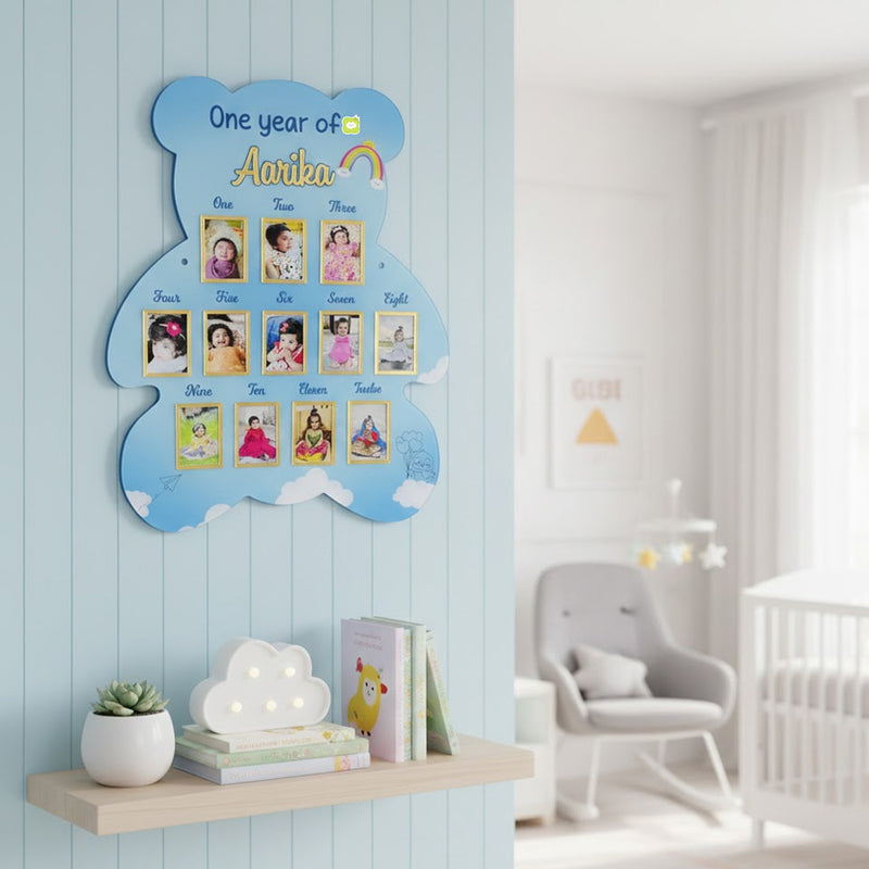 Teddy Shape Baby Monthly Milestone Photo Frame – 18×24”
