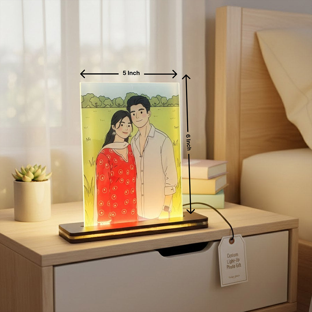 Personalized Couple LED Photo Lamp (5×6 Inch, Warm White Light) | Love Craft Gifts