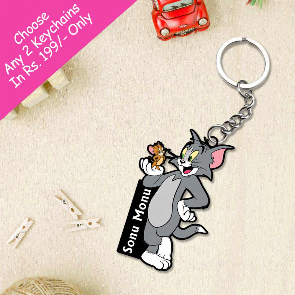 Tom & Jerry Keychain With Name - love craft gift