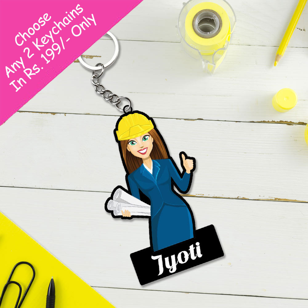 Engineer Keychain For Women With Name - love craft gift