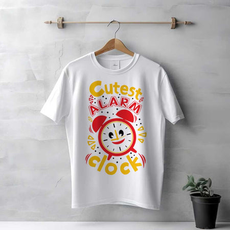 Men's White Cutest Alarm Clock T-Shirt | Love Craft Gifts