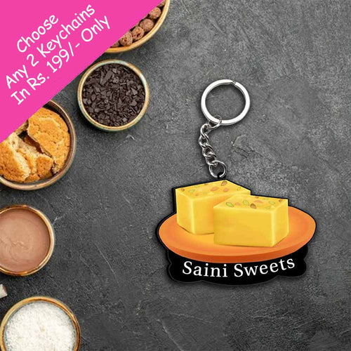 Customized Indian Sweets Keychain Or Keyring With Name