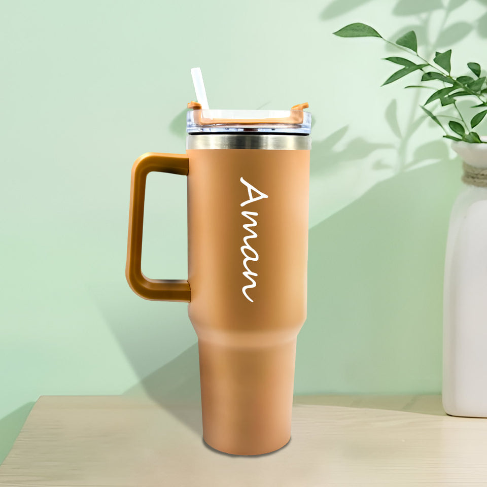 Personalized  Stainless Tumbler With Straw