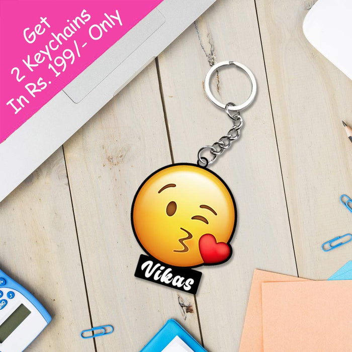 Emoji Keychain With Name: Emoji Keyring | Love Craft Gifts