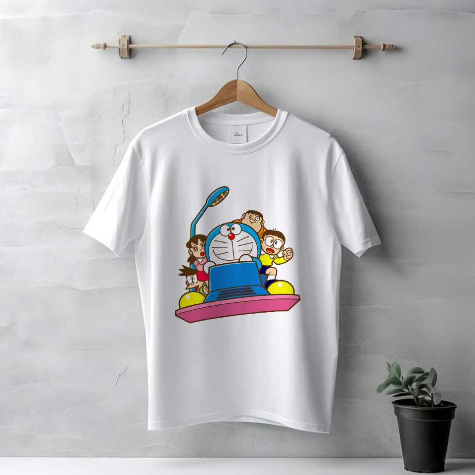 Men's White Doraemon T-Shirt | Love Craft Gifts