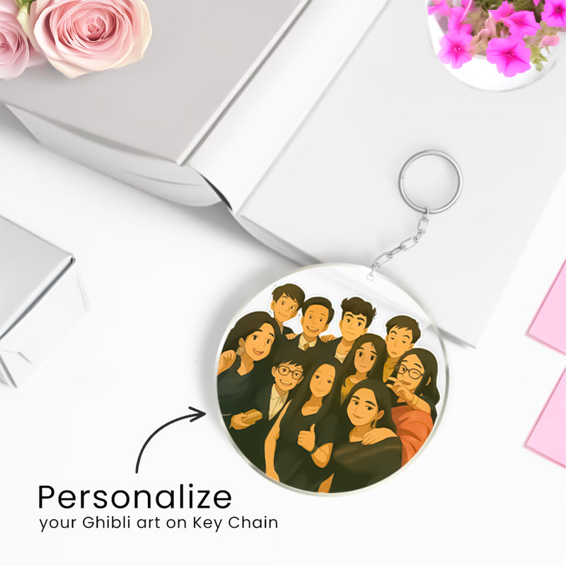 Personalized Ghibli Art Keychains – Custom Acrylic Keychain in Pixart, Square & Round Designs