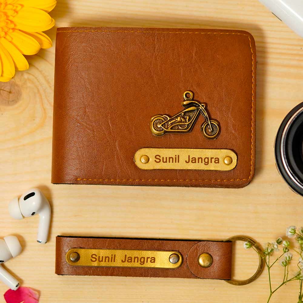 Buy The Junket Personalized Wallet and Customized Keychain Combo Set for  Men & Boys, Handcrafted Organizer with Name Tag and Charms
