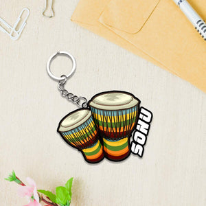 Musical Instrument Keychain Or Keyrings With Name | Love Craft Gifts