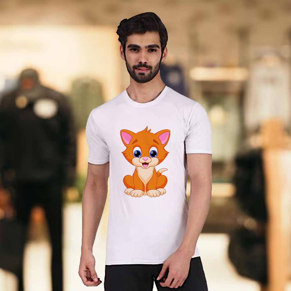Men's White Little Cat T-Shirt | Love Craft Gifts