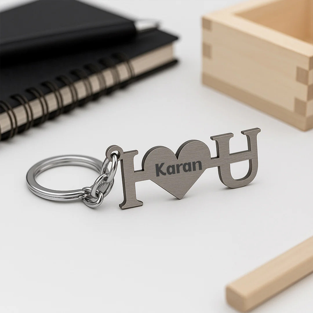 Personalized "I ❤️ U" Metal Keychain
