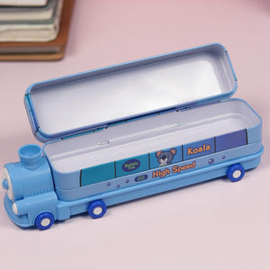 Metal Train Shape Geometry Box -Blue